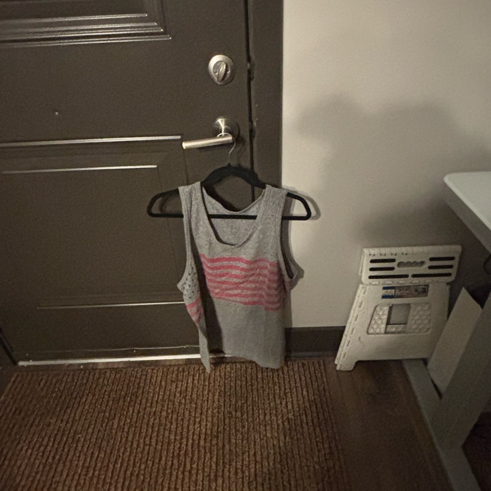 Gray Tank Top with Pink Stripe Graphic - Kids